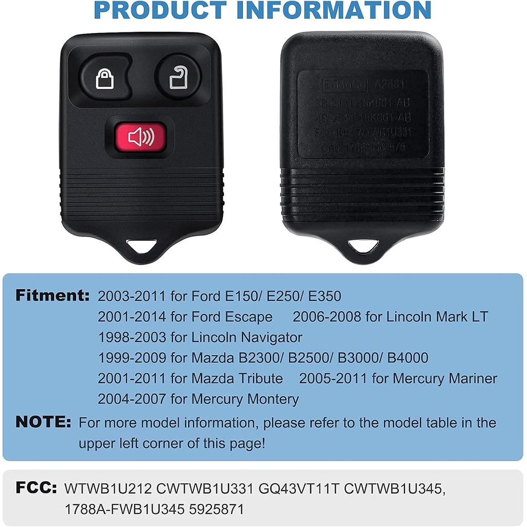 ECCPP for f ord f150 Key fob Keyless Entry Remote Key Fob CWTWB1U212 3 Button - Black for Ford for M