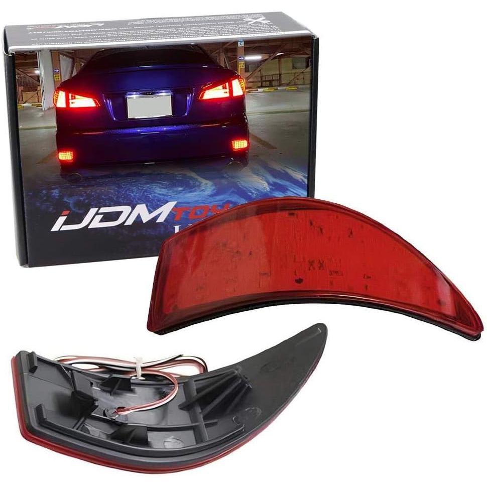IJDMTOY เลนส์สีแดง 33-SMD ไฟสะท้อนแสงกันชน LED เข้ากันได้กับ 06-13 Lexus IS250 IS350 ฟังก์ชั่นเป็นไฟ