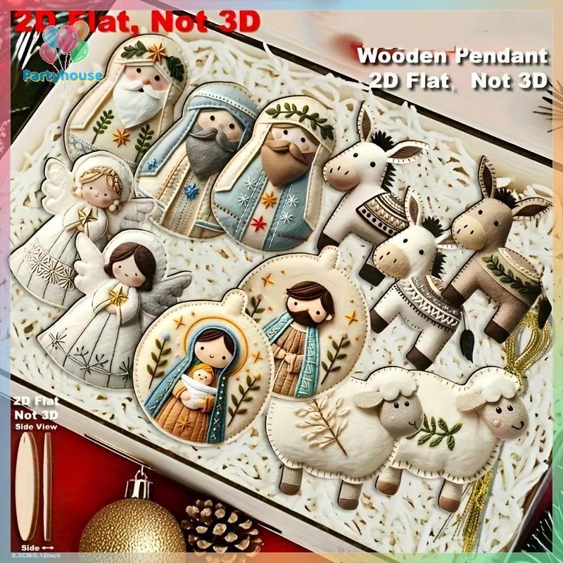 UVIG> 6/12/24/36Pcs Christmas Tree Decor Vintage 2D Christmas Angelสาวจี้ไม้สําหรับบ้านXmas Wallเครื่องประดับตกแต่งใหม่ - รูปที่ 3