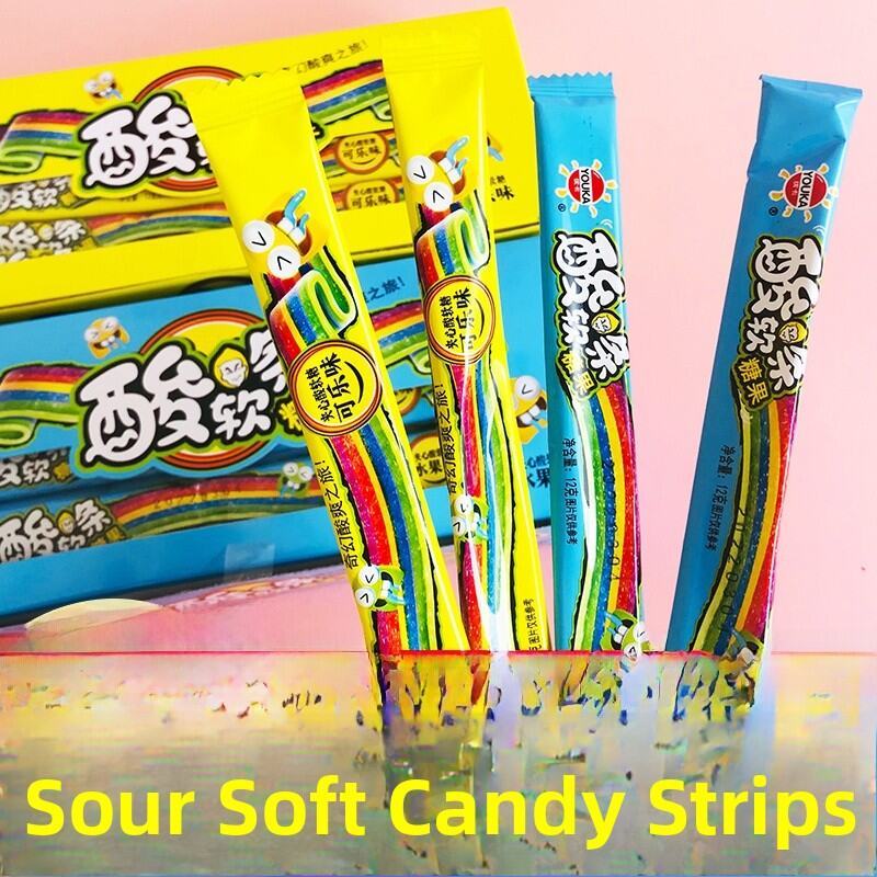 Yoka Candy Sour Gummy Long Heart-Shaped Fruit Cola Flavour Jelly Candy Sweet Sour Rainbow Snacks Inf