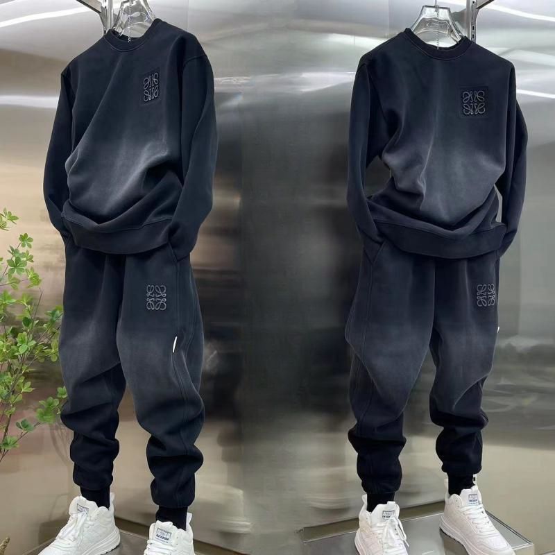 สไตล์เดียวกัน ผู้ชาย สะระแหน่ สิ่งของ ชุดฤดูใบไม้ร่วงฤดูหนาวแฟชั่นกีฬาที่เรียบง่ายหล่อหลวมเวอร์ชั่นเกาหลีไล่โทนสีสีชุดสองชิ้น