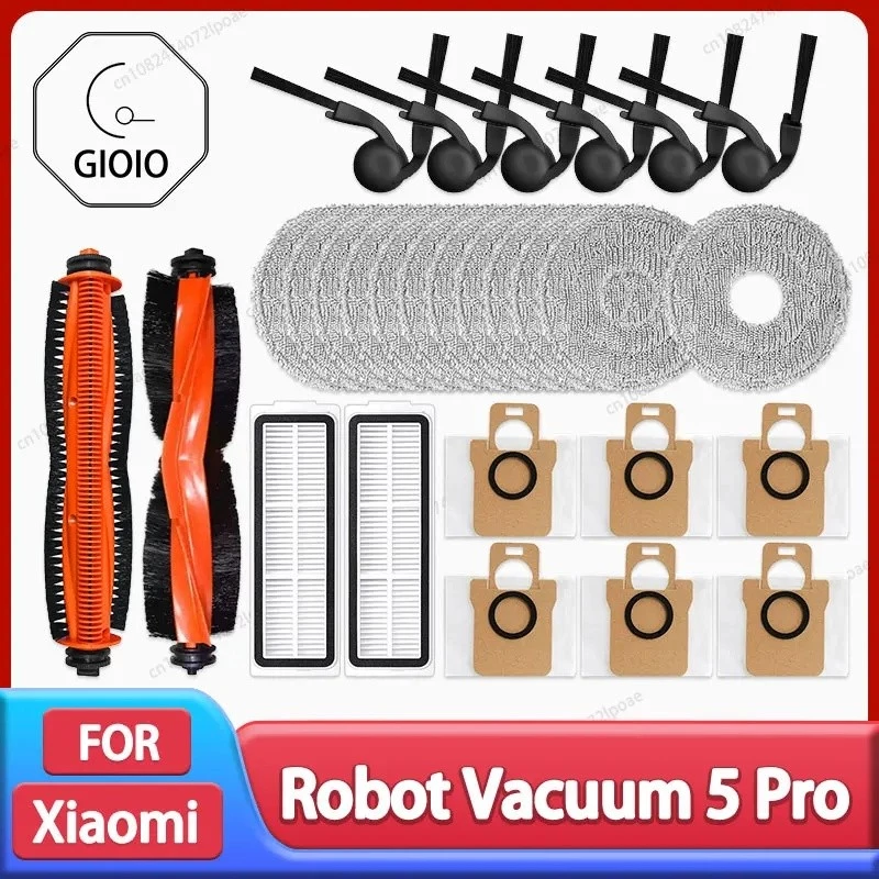 Xiaomi Robot Vacuum 5 Pro OV21GL อุปกรณ์ทําความสะอาดหลักแปรงด้านข้าง Hepa Filter Mop ผ้าถุงเก็บฝุ่นอะไหล่