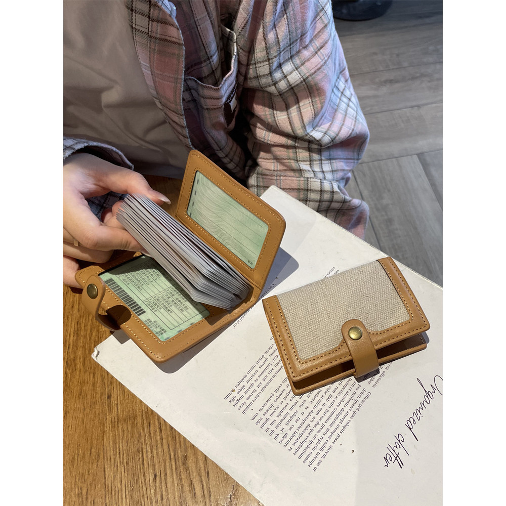 ผ้าลินินผู้ถือบัตรการจับคู่สี Multi-Card Slot กระเป๋าเก็บเอกสารสุภาพสตรี Simple High-End Design