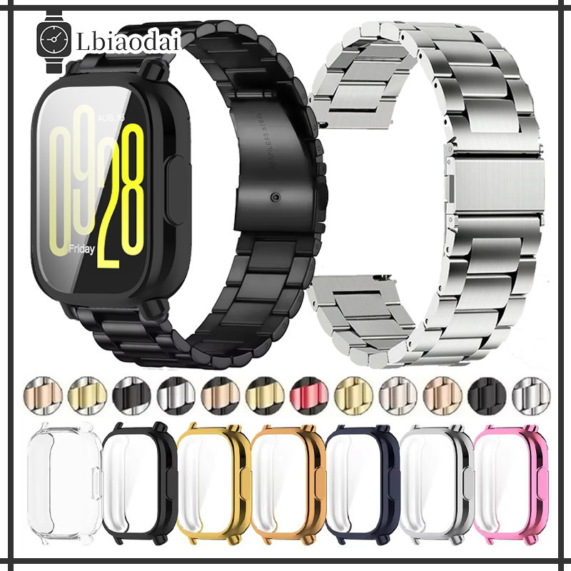 กรณี TPU สายรัดสแตนเลส for Redmi Watch 5 Active/Redmi Watch 5 Lite ผู้ป้องกันหน้าจอฝาครอบวงโลหะ for Redmi Watch 5 Lite
