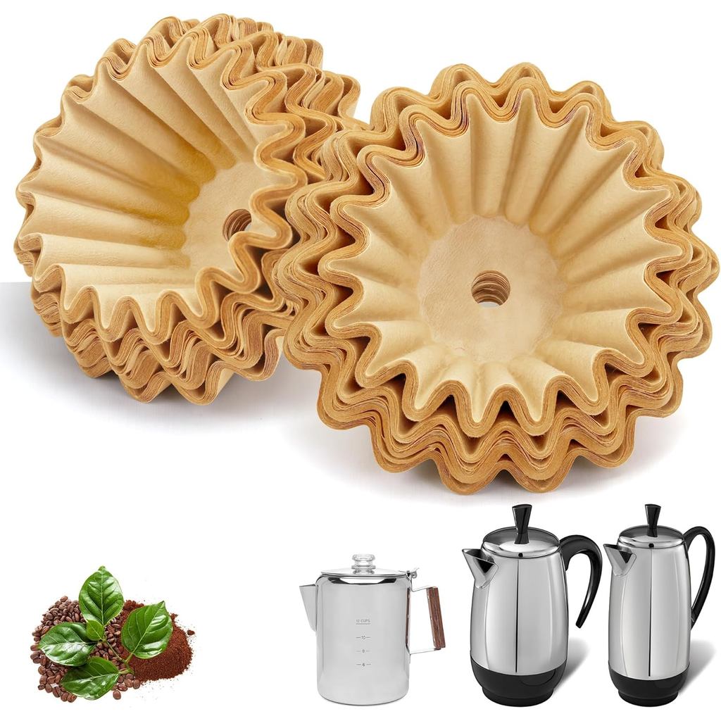 ตัวกรองกาแฟกระดาษเข้ากันได้กับเครื่องเพอร์โคเลเตอร์กาแฟ Farberware, 100 ชิ้นสําหรับ Farberware 8/12,