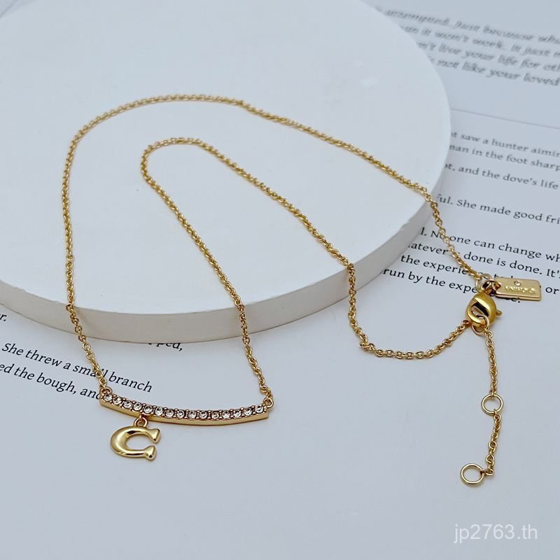 Rhinestone หรูหราฝังประณีตยุโรปอเมริกันสไตล์ใหม่แฟชั่นผู้หญิงโลหะสร้อยคอจี้ C อารมณ์ P53V