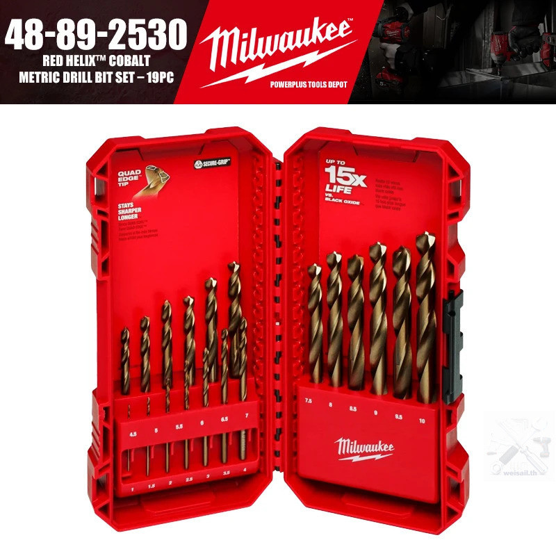 Milwaukee 48-89-2530 RED HELIX™ โคบอลต์เมตริกเจาะบิตชุด19ชิ้นเครื่องมืออุปกรณ์เสริม