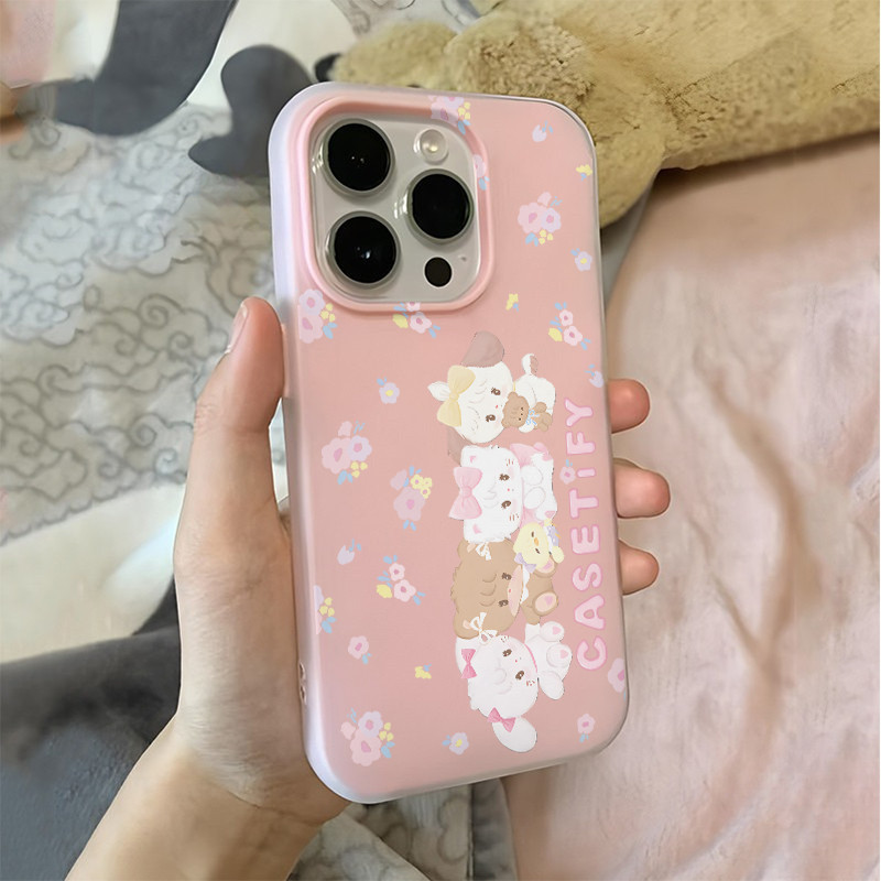 👏🏻TheOne👏🏻เคสโทรศัพท์ ดูดีเรียบง่าย  เหมาะสำหรับเคสไอโฟน iphone 11 17 16 Pro Max XR 12 13 14 15 สีชมพูสวยงาม#080