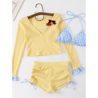 BIKINI FACTORY บิกินี่ แขนยาว เซ็ทบิกินี่ 3 ชิ้น ชุดว่ายน้ำ แซ่บ สายฝอ 💧🌴 มีไซส์ M L XL 2XL Y235