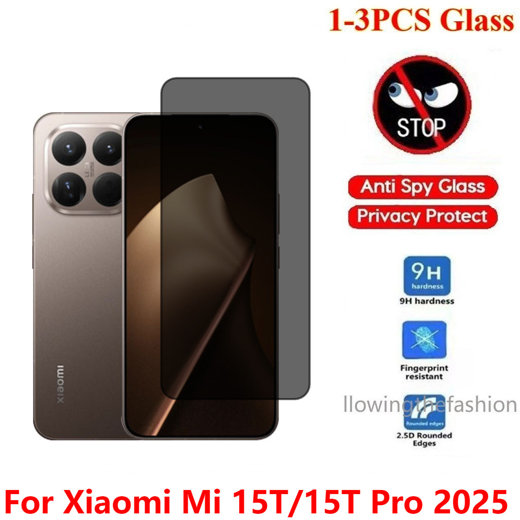 3 ชิ้นป้องกันหน้าจอความเป็นส่วนตัวสําหรับ Xiaomi Mi 15T Pro 2025 Mi 15T 15 T 15T Pro 4G 5G Mi 17T Pro 2026 Full Cover กาวส่วนตัวกระจกนิรภัยป้องกันฟิล์ม Anti Spy Peeping