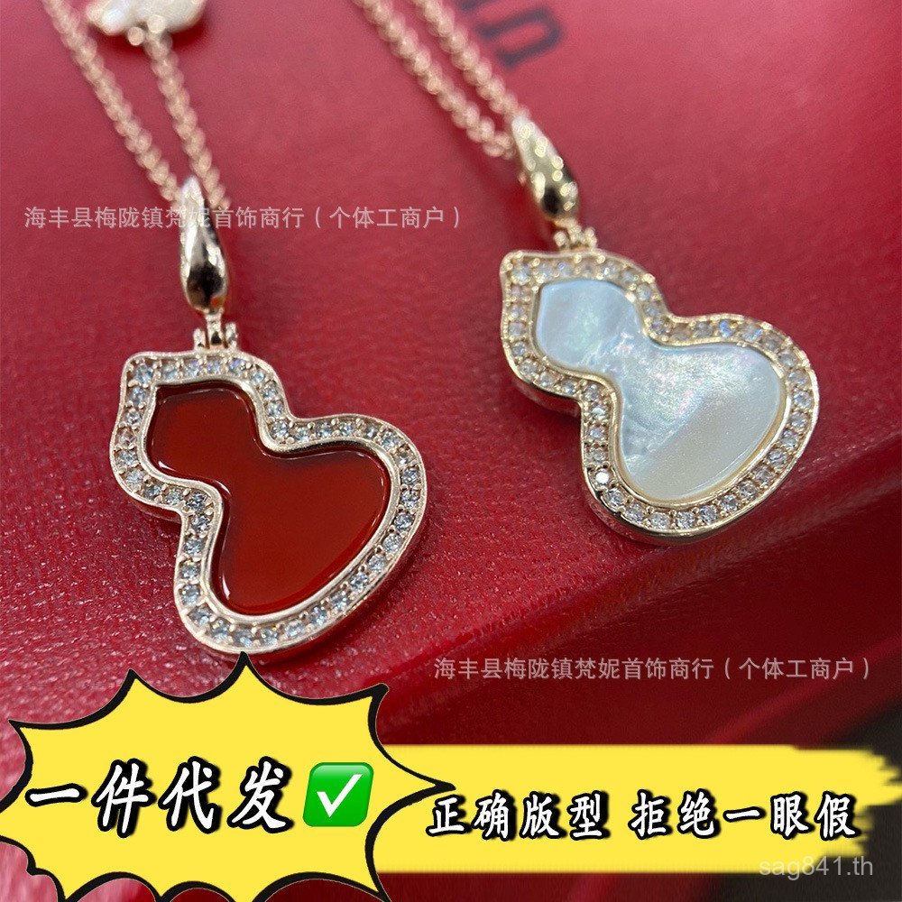 สร้อยคอมะระสีขาว งานเงินฝังมุกและเคลือบทอง ขนาดใหญ่สำหรับ 여성 โดย Kitty 3TLN