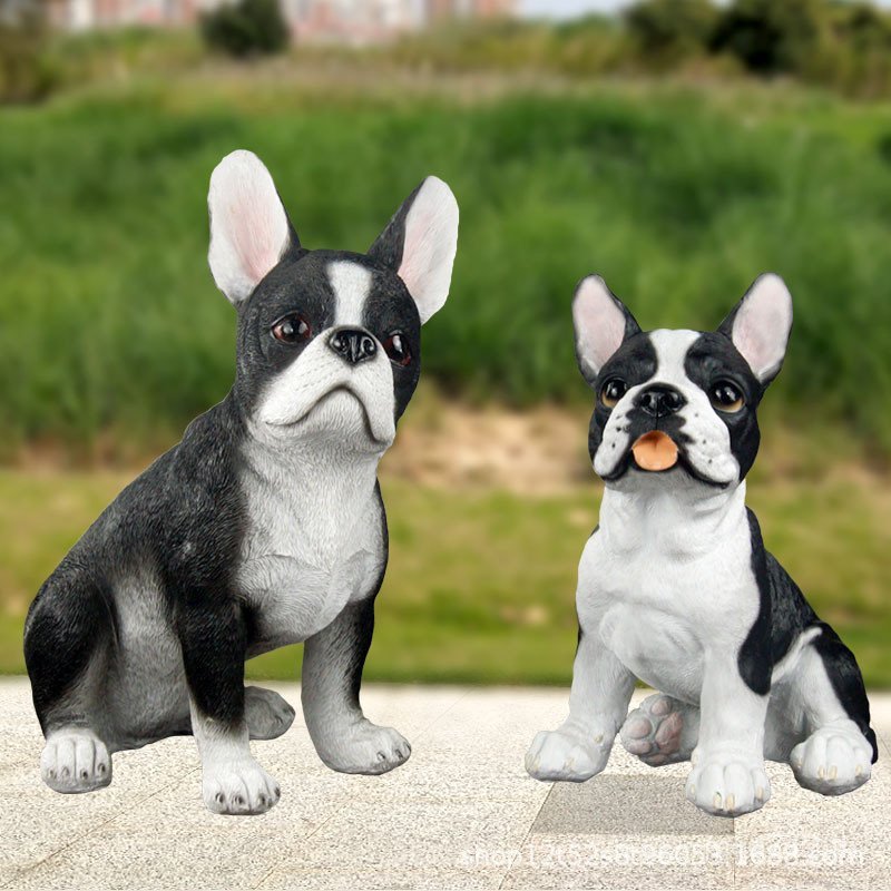 ห้องนั่งเล่นรุ่นจําลองเรซิ่นสุนัขตกแต่งบ้านลานสวน French Bulldog ตกแต่งสีดํา French Bulldog ตกแต่ง F
