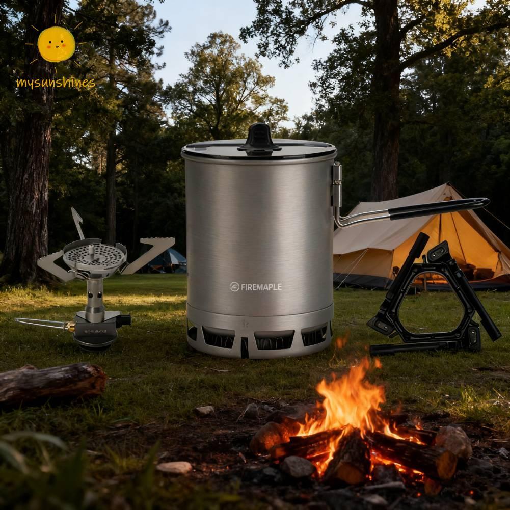 MS 600ml Ultralight Camping หม้อน้ําหนักเบาเตาหม้อ Multi-Function พับทําอาหารหม้อแบบพกพาเครื่องครัว Universal ความร้อนแลกเปลี่ยนสําหรับ Backpacking