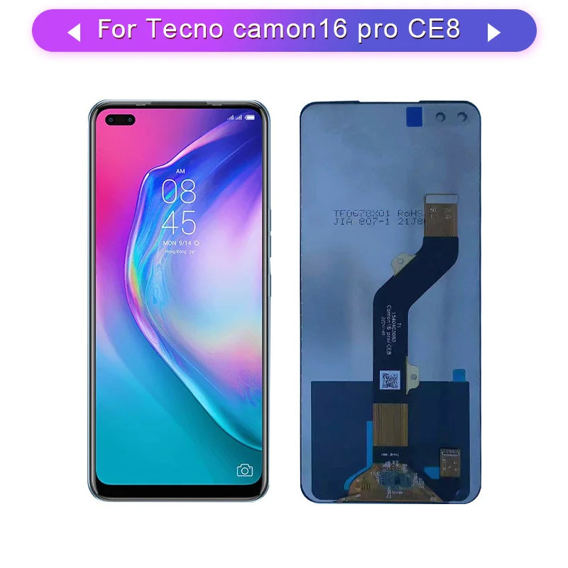 สําหรับ Tecno camon 16 pro CE8 จอแสดงผล LCD พร้อมหน้าจอสัมผัสชุดแผงกระจก Digitizer เปลี่ยน
