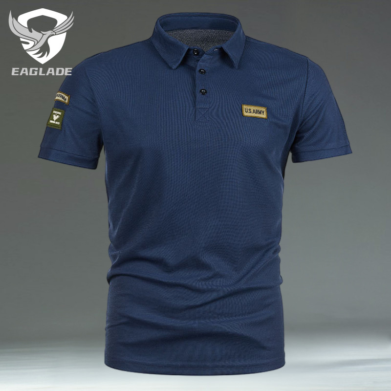 EAGLADE เสื้อยืดโปโลผู้ชาย คอปก ระบายอากาศได้ดี สีกรมท่า