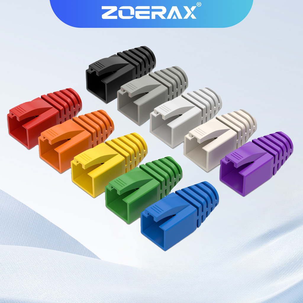 Zoerax ปลั๊กเชื่อมต่อสายเคเบิลเครือข่ายอีเธอร์เน็ต RJ45 สําหรับ CAT8 CAT7 CAT6A (OD: 7.0 มม. ~ 8.5 มม.) 50 ชิ้น
