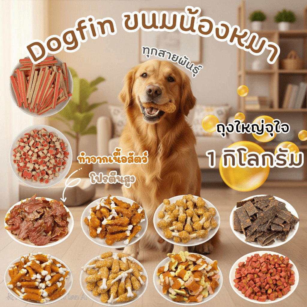 [สินค้าสั่งผลิต] ขนมสุนัขและแมวทุกสายพันธุ์ มีให้เลือกกว่า 40 แบบ ถุงใหญ่จุใจ โปรตีนสูง ขัดฟัน ลดกลิ่นปากและคราบหินปูน