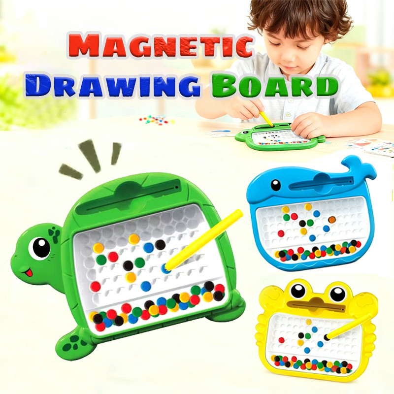 GeeToy กระดานวาดภาพลูกปัดแม่เหล็กสําหรับเด็กพร้อมปากกาแม่เหล็กเกมจับคู่สีสัตว์น่ารักของเล่นการเรียนรู้การศึกษา