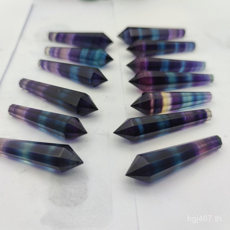 หินหยาบคริสตัลคอลัมน์ฟลูออไรต์เดี่ยวแฉกขายส่งเครื่องประดับคอลัมน์ฟลูออไรต์ลูกตุ้มจิตวิญญาณซ่อมจี้ขนา