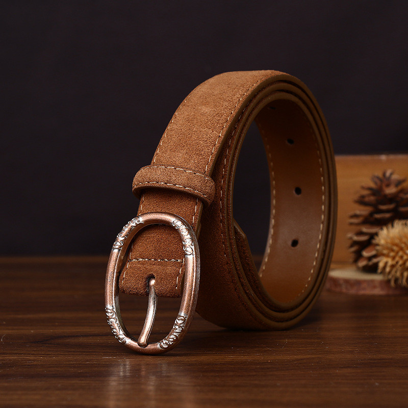 Retro Fashion Suede Suede Suede Belt Ladies All-Match Casual Jeans Cowhide Belt Women