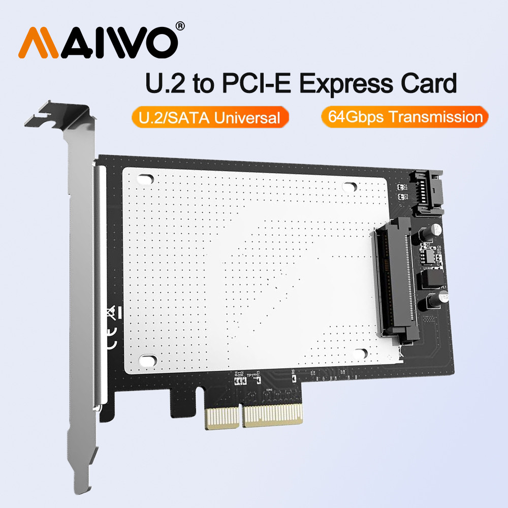 MAIWO 2.5 นิ้ว U.2 ถึง PCI-e 4.0 X4 X8 X16 อะแดปเตอร์สําหรับ U.2 NVMe SSD PCIe 4.0 X4 ความเร็วรองรับ