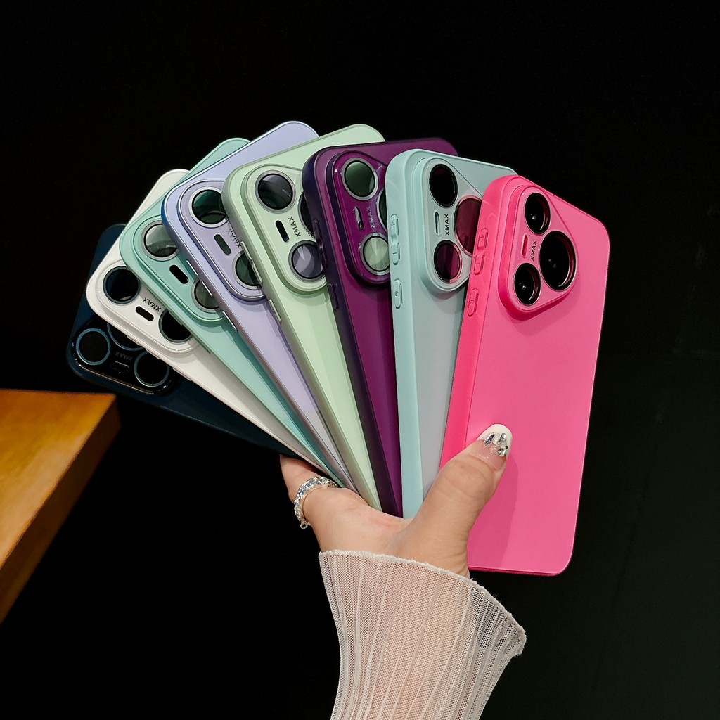 HQB เลนส์กระจกฝ้า P70 Series เหมาะสําหรับ Huawei pura70pro + เคสโทรศัพท์ pura70pro เคสป้องกันสองในหน