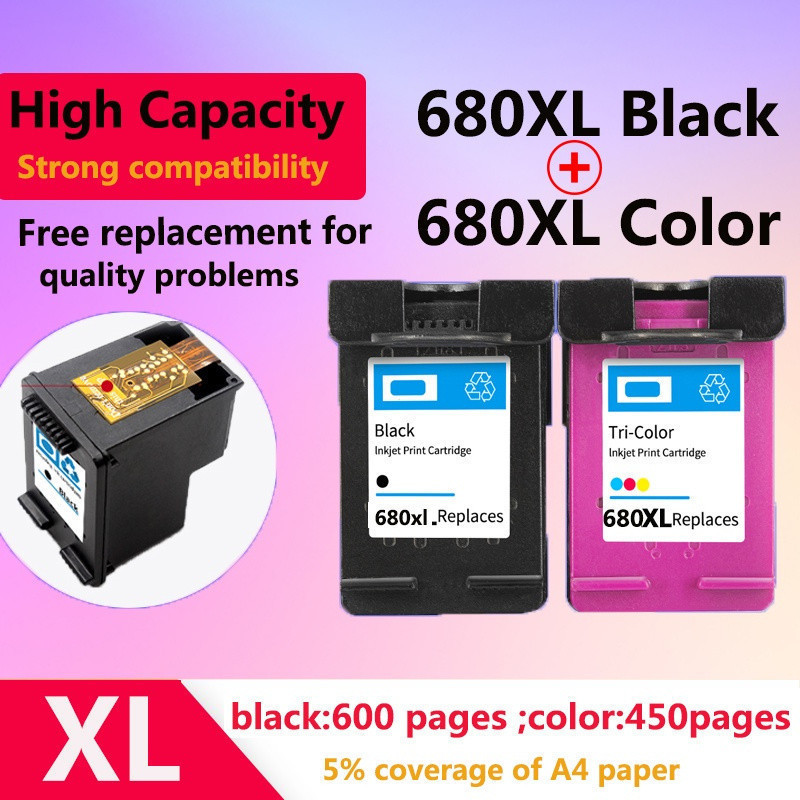 ตลับหมึก HP 680XL HP 680 ที่รองรับ HP XXL680 สีดํา HP 680 สี HP 680 Ink 2677 / 2678 / 5088 / 5078