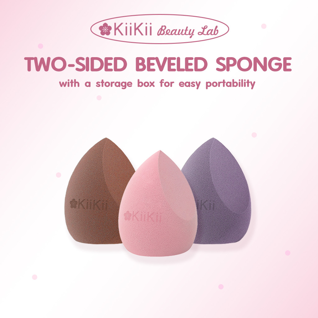 KiiKii Beauty Lab ฟองน้ํา พัฟแต่งหน้า แบบตัดสองด้าน ใช้ได้ทั้งแห้งและเปียก ฟองน้ําแต่งหน้า
