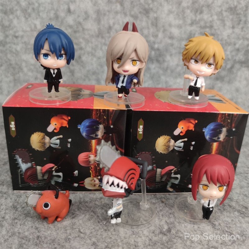 6 ชิ้น/เซ็ต 4 ซม.ญี่ปุ่นอะนิเมะ Chainsaw Man รูป Devil Pochita Denji Makima Power Haykawa Aki รุ่น Q