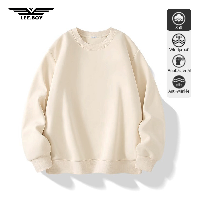 แขนยาวผู้ชาย บุขนกันหนาว แบบไม่มีหมวก Sweatshirt ทรงหลวมและใส่สบาย Basic  (ส่งเร็ว จัดส่งจากไทย)