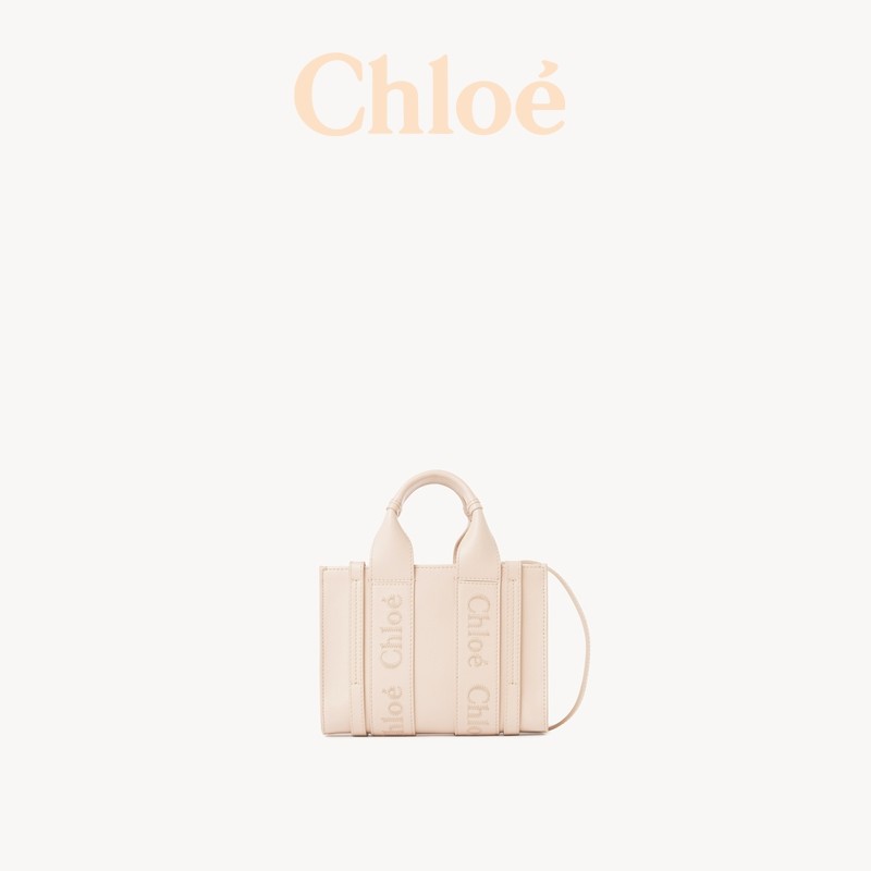 [520 Gift] CHLOE/CHLOE WOODY Series Calfskin Shoulder Messenger Tote Bag