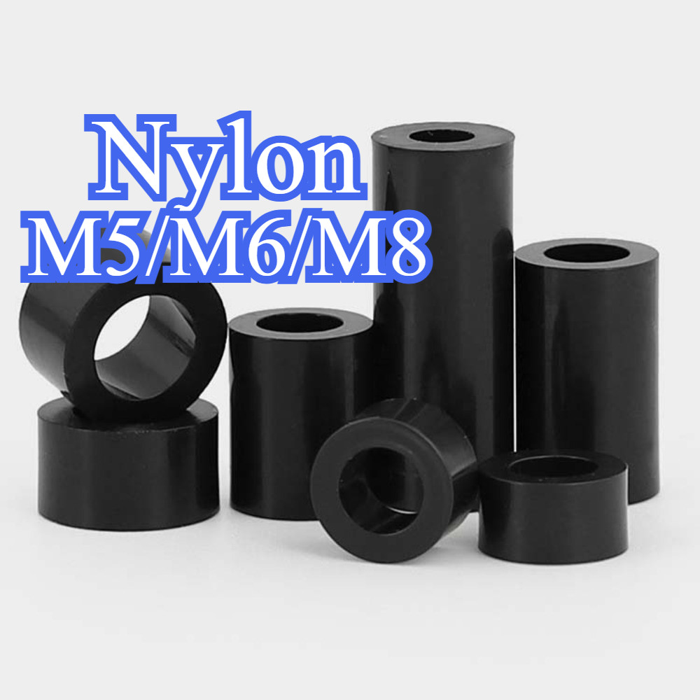 คอลัมน์ไนลอน ABS ฉนวนท่อไนลอนรอบกลวงแยกคอลัมน์พลาสติกกระบอกปลอกสนับสนุนคอลัมน์ M5/M6/M8THP-MB