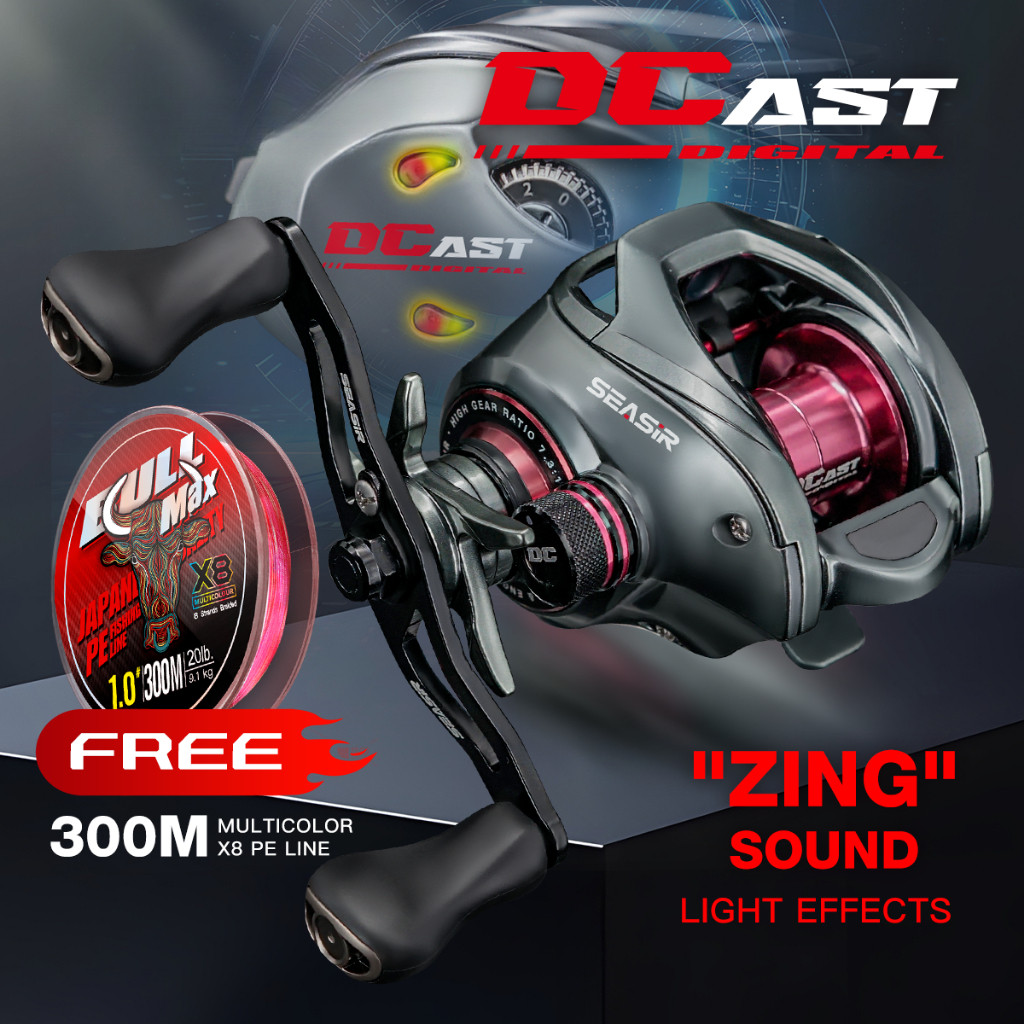 คุณภาพสูงยี่ห้อ DCAST DC Baitcasting ตกปลา Reel Digital Control Long Cast คาร์บอนเครื่องซักผ้าทองเหล
