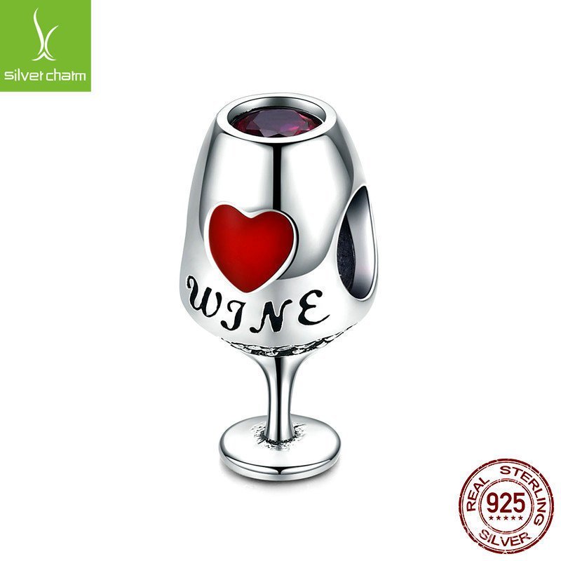 จี้แก้วไวน์แบบเฉพาะตัว สำหรับสร้อยคอมีโลหะเงินบรอนซ์สูง DIY charm SCC788 KSLL