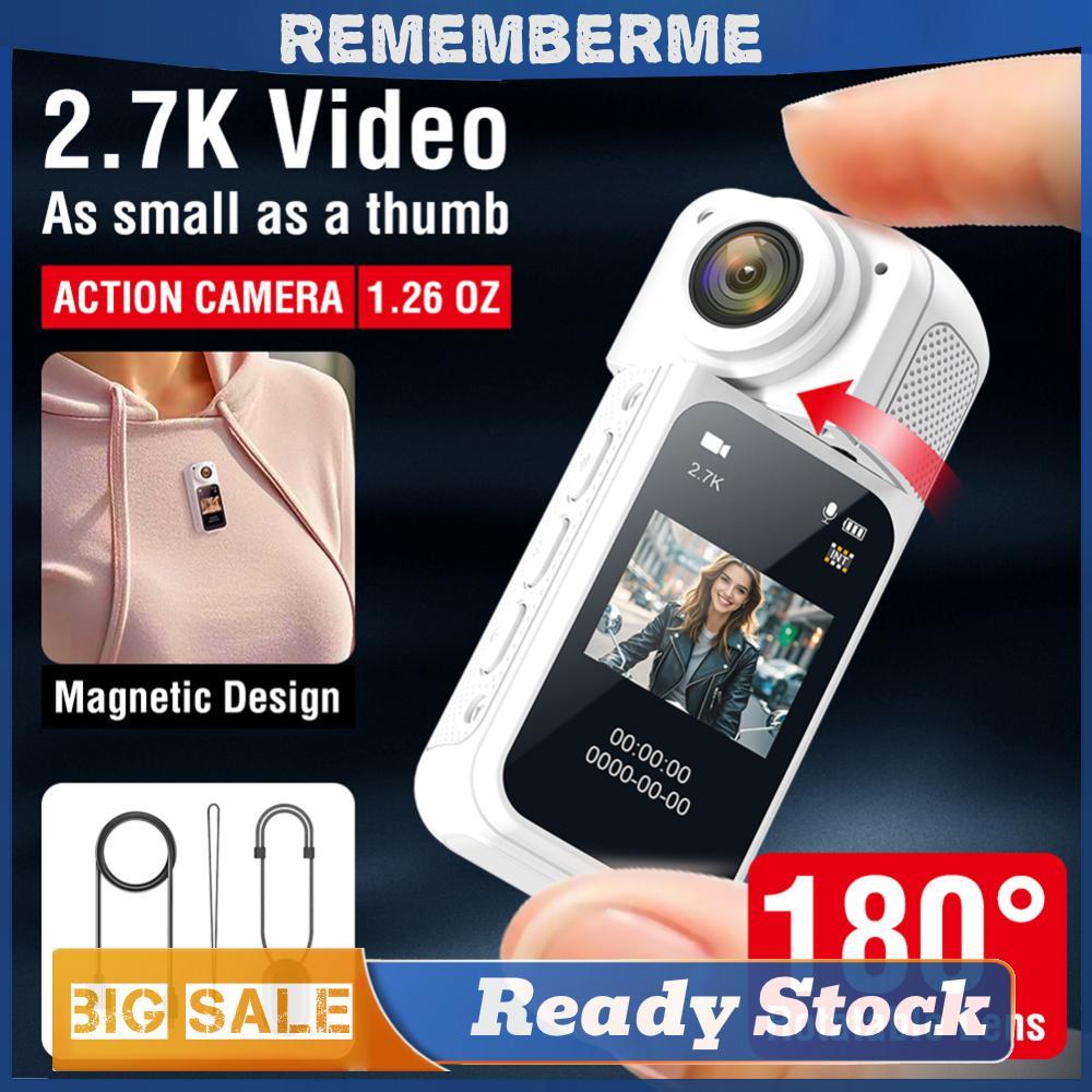 กล้องแอคชั่นนิ้วหัวแม่มือ 2.7K HD 180° หมุน WIFI Sport DV เครื่องบันทึกขี่จักรยาน Magnetic Attractio