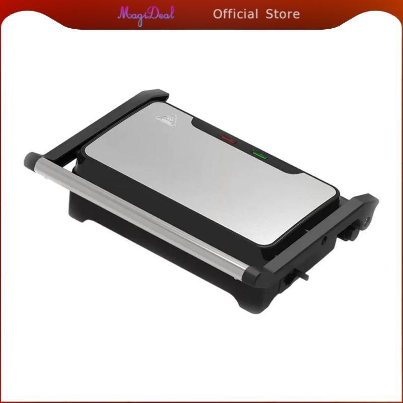 MagiDeal ไฟฟ้า Panini กดเครื่องอบขนมปังมัลติฟังก์ชั่นเคลือบ Nonstick ขนาดกะทัดรัดพร้อมที่จับเครื่องทําอาหารเช้าสําหรับอาหารเช้า