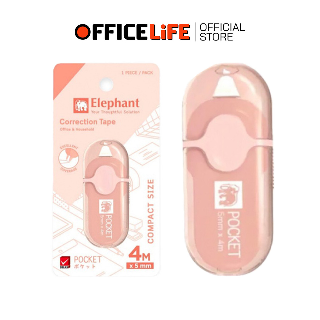 Elephant (ตราช้าง) เทปลบคำผิด เทปลบ รุ่น POCKET พ็อคเก็ต ยาว 4 M. ( 1 ชิ้น / สุ่มสี ) - รูปที่ 2