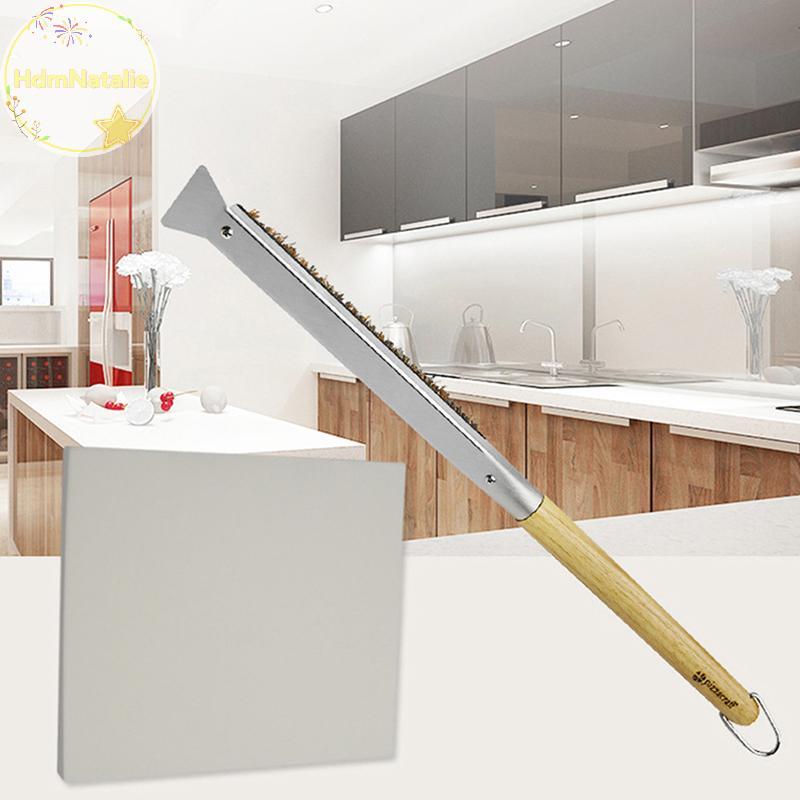 HdmNatalie พิซซ่าเตาอบแปรงไม้ Handle Grill Scraper แปรงทําความสะอาดในครัวเรือนเครื่องมือพิซซ่าสําหรั