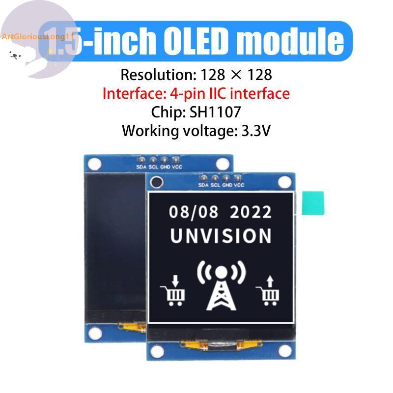 ArtGloriousLong 1.5 นิ้ว OLED จอแสดงผล LCD โมดูล 4 Pin IIC หน้าจอ LCD SH1107 อินเทอร์เฟซไดร์เวอร์ Mo