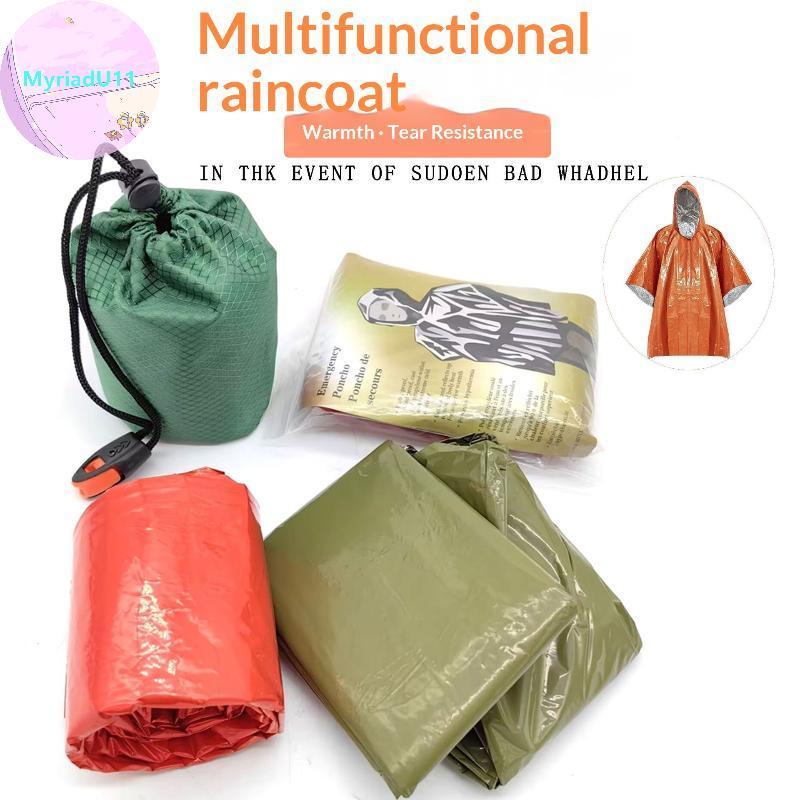 MyriadU เสื้อกันฝนกลางแจ้ง Camping เสื้อกันฝนนกหวีดกันน้ําฉุกเฉินสะท้อนแสงอุ่นเสื้อผ้า Camping Gear 