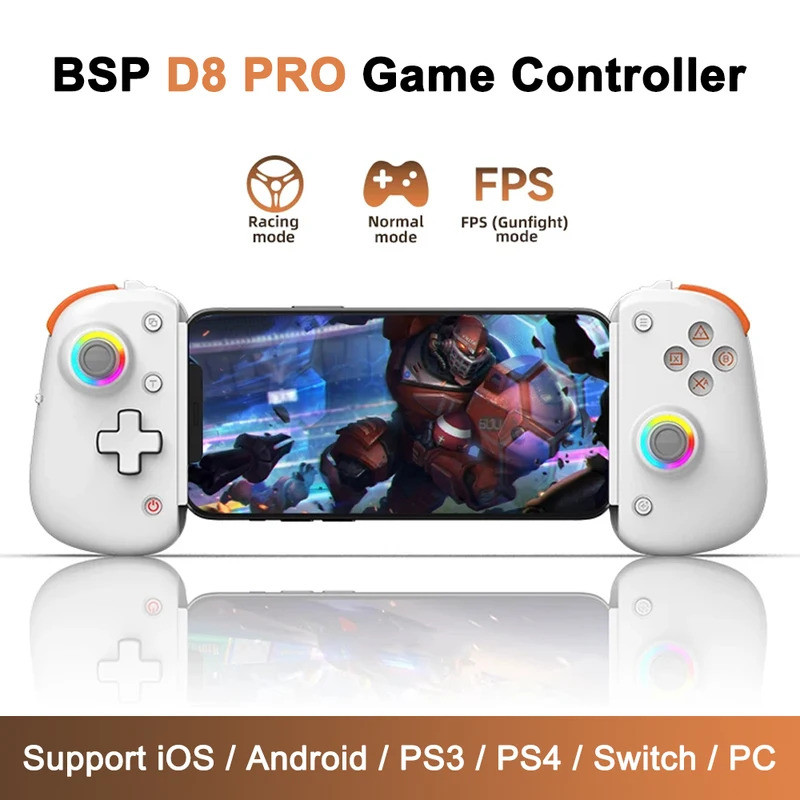 BSP D8 PRO RGB แท็บเล็ตคอนโทรลเลอร์ไร้สายสําหรับสวิทช์เกมบลูทูธยืดจอยสติ๊กสําหรับ P3 P4 Android IOS 