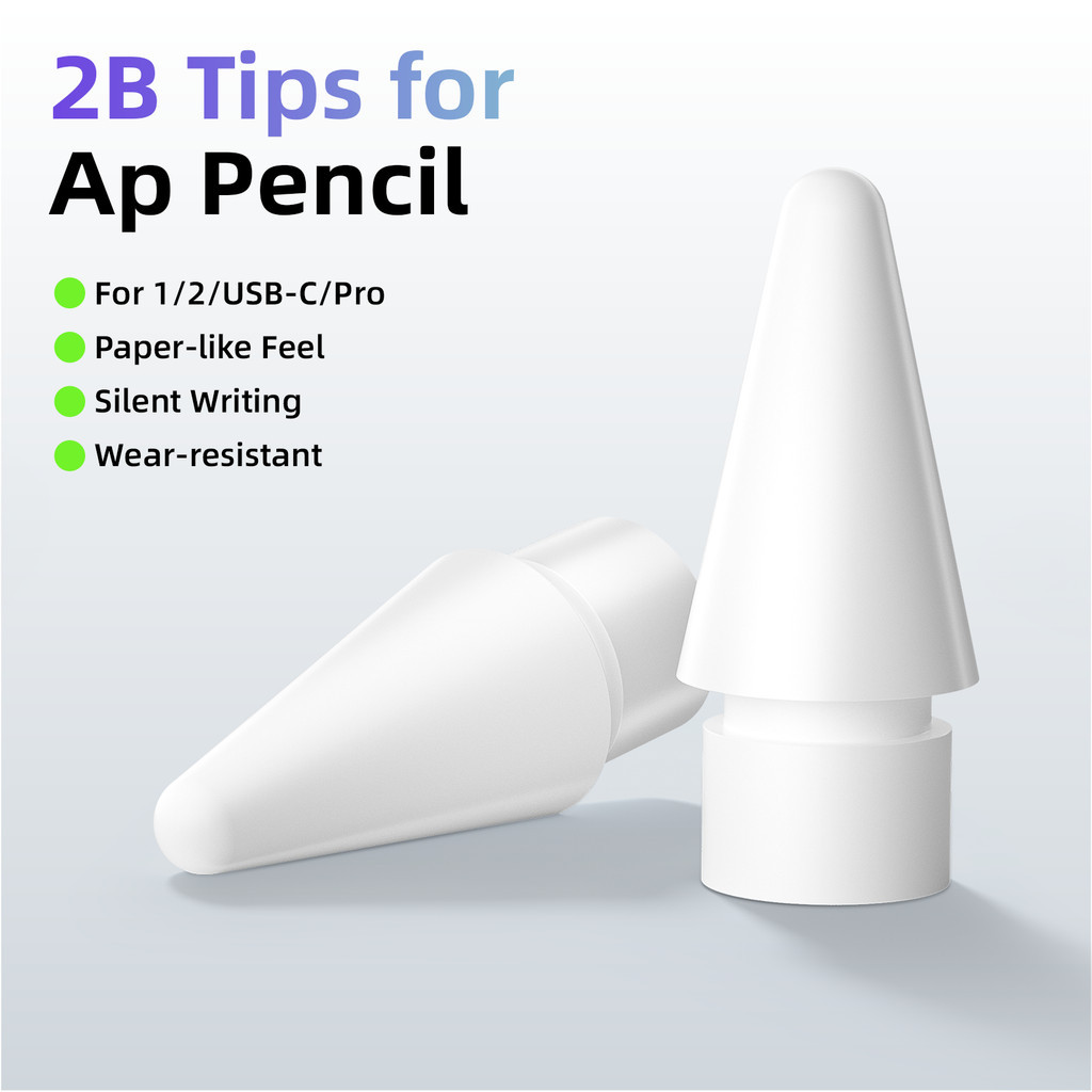2B Double-layer Pen Tip for Pencil Gen1/2 Pencil Pro and USB-C Pencil Reducing Screen Friction Threaded Design