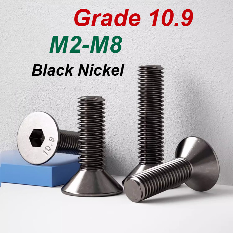 สกรูหัวจมจมจมนิกเกิลสีดําความแข็งแรงสูงเกรด 10.9, M2-M8, DIN 7991, สกรูหัวจมหกเหลี่ยม [MX-MB]