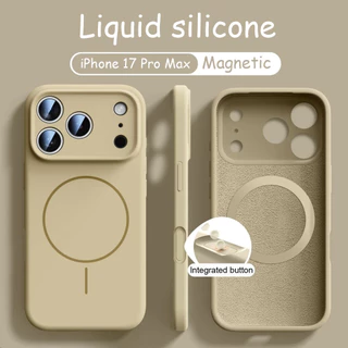 ใหม่ Desert Gold ซิลิโคนเหลวผิว Anti-drop เคสโทรศัพท์แม่เหล็ก iPhone 17 16 15 14 13 Pro Max Precision ป้องกันเลนส์คลุมทั้งหมดกันกระแทก Soft Case