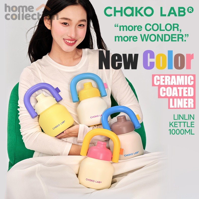 Chakolab Linlin Kettle [รับประกันแท้ 100%] แก้วเก็บความร้อนฟางแบบพกพาความจุขนาดใหญ่น่ารัก ถ้วยน้ำน้ำแข็ง 1000ml เหล็กกล้าไร้สนิม 316/การเคลือบเซรามิก
