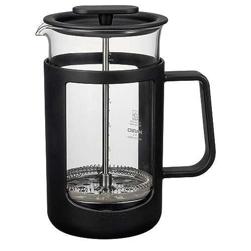 HARIO Café Press U, French Press Coffee Maker, Heat-Resistant Glass, Practical Capacity 600ml, Black