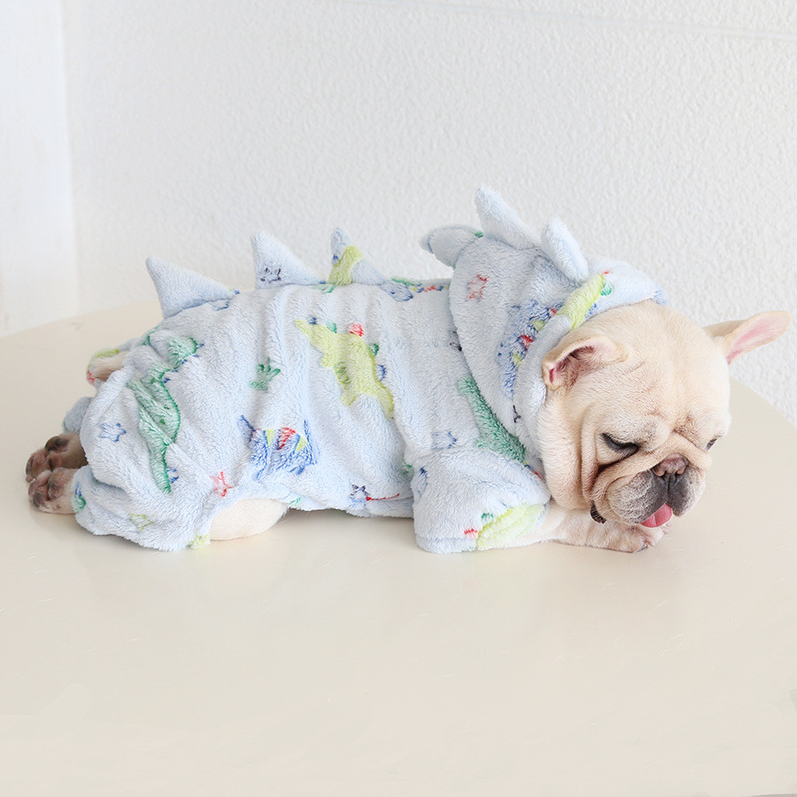 Petstyle เสื้อผ้าสัตว์เลี้ยงเสื้อผ้าสุนัขไขมัน Pug Corgi French Bulldog Soft Waxy ไดโนเสาร์รูปร่างชุดนอน Plush