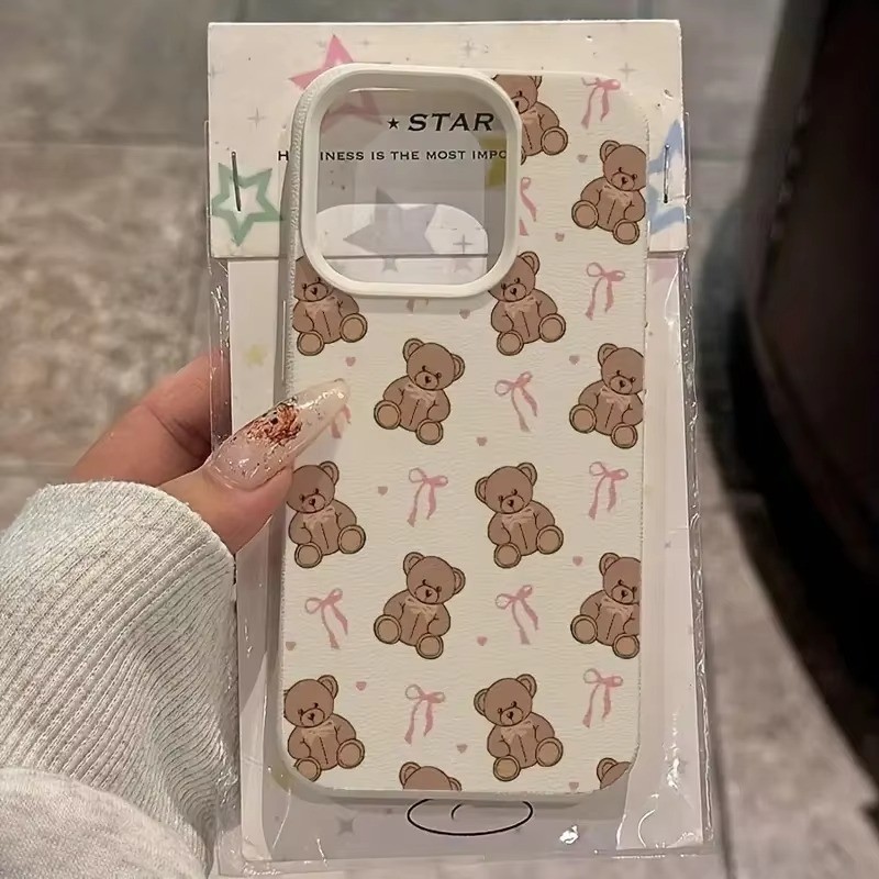 สําหรับ Samsung S24 S23 S20 FE S25 Ultra S23 S22 S21 Plus น่ารัก Bow Tie Bear Lichee ซิลิโคนรูปแบบนุ่ม