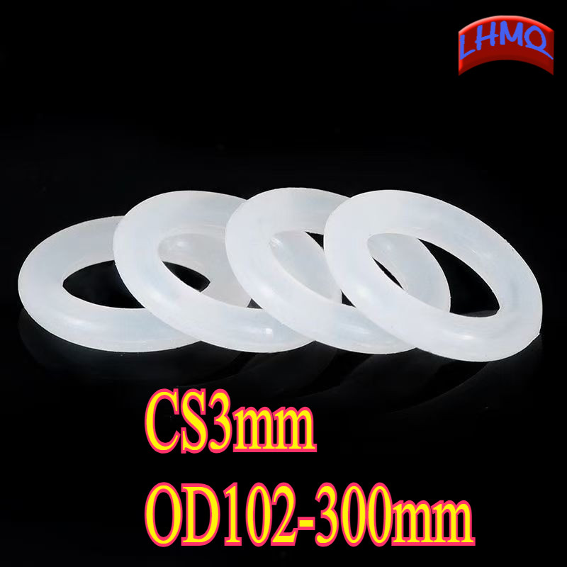 O-ring ปะเก็น CS3 มม.* OD102-300 มม.O-แหวนซิลิโคนสีขาวซีลเกรดอาหารแหวนยางกันน้ําปะเก็นยืดหยุ่นLHMQ-M
