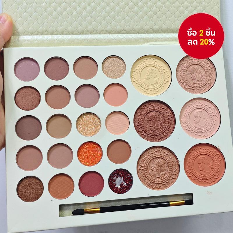 Frankcolor พาเลทอายแชโดว์ ไฮไลท์ บลัชออน เนื้อแมตต์ กลิตเตอร์ 26 สี พร้อมแปรง